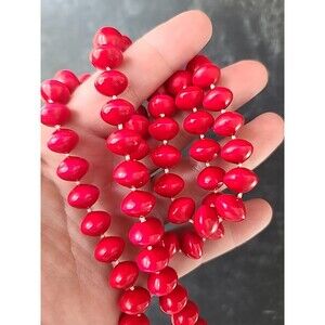 Red Enamel Beaded Necklace Vintage Costume Jewelry, READ DESCRIPTION